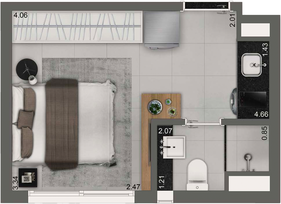 Planta tipo A2 – Sem terraço