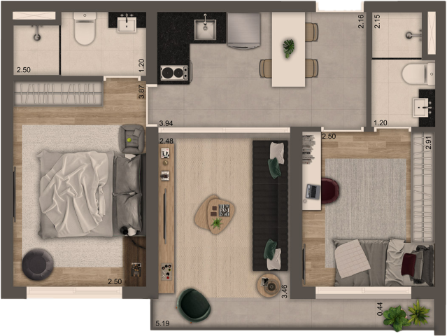 Planta 50 M² (1 vaga)