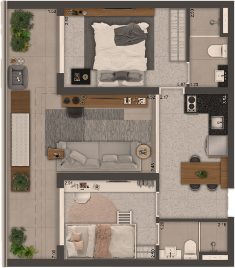 Planta 59 M² (1 vaga)